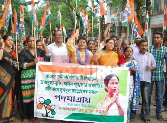 Rapes, murders, crime-rate spiked up in Tripura : Trinamool Cong. protested against the Law & Order Situation under CM Manik Sarkar